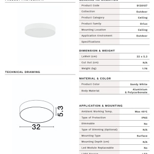 Plafoniera LED CCT exterior IP65 ORLUX alb 32cm - Img 10
