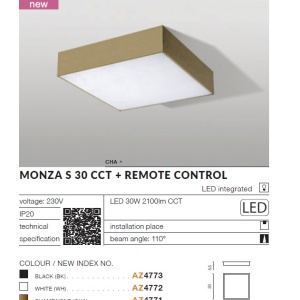 Plafoniera LED cu telecomanda design slim MONZA S 30 CCT champagne 97797 universul-luminii.ro