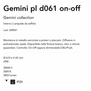 Plafoniera LED design circular GEMINI pl d061 on-off negru - Img 2