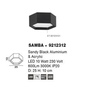 Plafoniera LED design minimal SAMBA neagra 137247 universul-luminii.ro