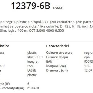 Plafoniera LED design modern LASSE negru 12379-6B GL 173197 universul-luminii.ro