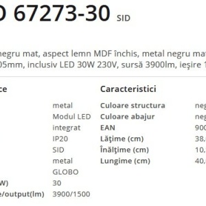 Plafoniera LED design modern Sid negru, maro 183027 universul-luminii.ro