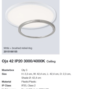 Plafoniera LED design silm IP20 Oja 42 alb 3000-4000K 2015106101 NL 195117 universul-luminii.ro