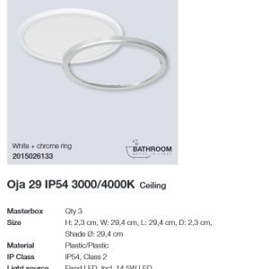 Plafoniera LED design silm IP54 baie Oja 29 alb 3000-4000K 2015026133 NL 195087 universul-luminii.ro