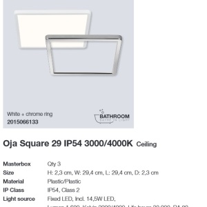 Plafoniera LED design silm IP54 baie Oja square 29 negru 3000-4000K 2015066103 NL 195107 universul-luminii.ro