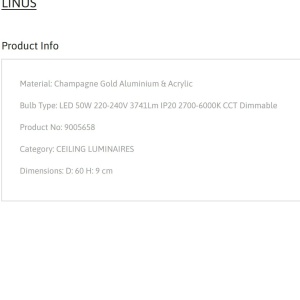Plafoniera LED dimabila cu telecomanda LINUS D-60cm 137667 universul-luminii.ro
