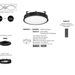 Plafoniera LED incastrabila reglabila PERFECT 60cm negru 3000K Dimmable 223357 universul-luminii.ro