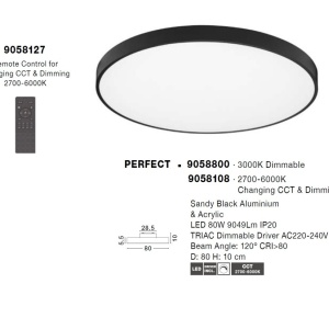 Plafoniera LED moderna design slim PERFECT 80cm negru 3000K Dimmable 140457 universul-luminii.ro