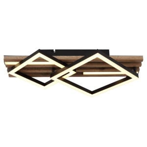 Plafoniera LED riflaj MDF cu efect de lemn OBRIEN 249637 universul-luminii.ro