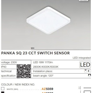 Plafoniera LED slim cu senzor de miscare si protectie IP40 PANKA SQ 23 CCT negru 122547 universul-luminii.ro