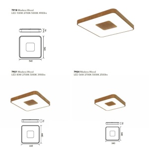 Plafoniera LED Smart dimabila cu telecomanda COIN 44x44cm lemn 132437 universul-luminii.ro