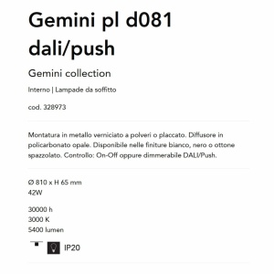 Plafoniera LED XL design circular GEMINI pl d081 dali/push alba - Img 2