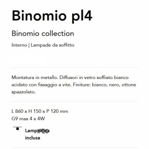 Plafoniera moderna stil minimalist Binomio pl4 negru 128417 universul-luminii.ro