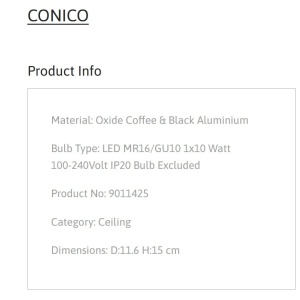 Plafoniera/Spot directionabil CONICO coffee, NVL-9011425 246547 universul-luminii.ro