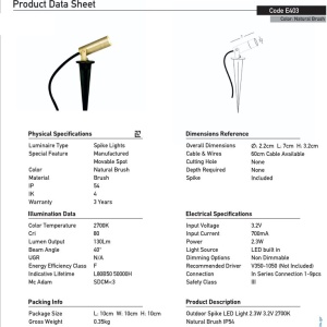 Proiector cu Tarus iluminat exterior decorativ IP54 SPIKE 2700K BRASS - Img 4