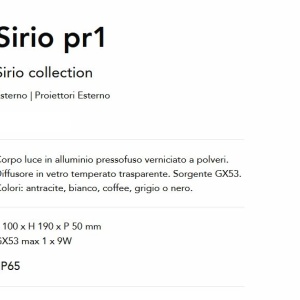 Proiector Exterior,Cafeniu, Protectie IP65, 1xGX53, Sirio pr1 166257 universul-luminii.ro