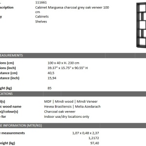 Raft din lemn design LUX Marguesa gri carbune 111661 HZ - Img 6