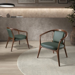 Scaun cu brate LUX design italian, Piele Sintetica Verde Inchis - Img 6