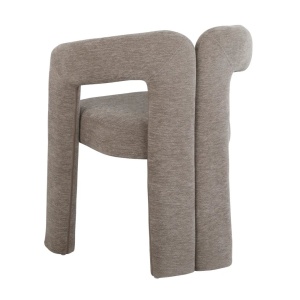 Scaun cu design sculptural tesatura chenille greige ARCH - Img 6