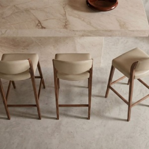 Scaun de bar din lemn si piele sintetica Mink - Img 7