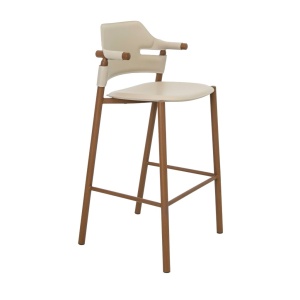 Scaun de bar modern cu sezut si spatar din piele regenerata Sand - Img 6