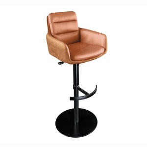 Scaun de bar pivotant Big George, microfibra/ piele coniac