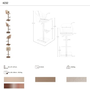 Scaun de bar pivotant cu inaltime reglabila Stool crem/ maro - Img 11