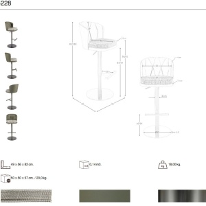 Scaun de bar pivotant cu inaltime reglabila Stool verde inchis - Img 5