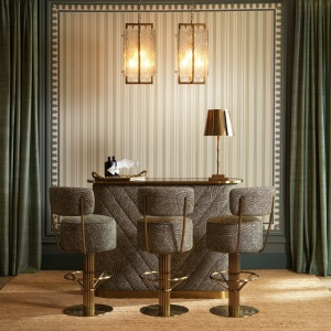 Scaun de bar pivotant design LUX Carleton, camari green - Img 8