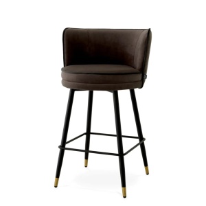 Scaun de bar pivotant design LUX Grenada Counter, catifea Savona gri