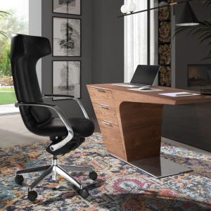 Scaun de birou modern piele sintetica Black - Img 7
