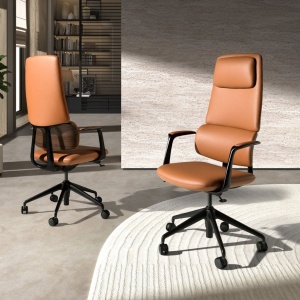 Scaun de birou modern piele sintetica Brown - Img 6