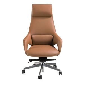 Scaun de birou modern piele sintetica si furnir de nuc Brown - Img 3