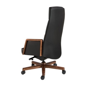 Scaun de birou modern piele sintetica si lemn Black - Img 4