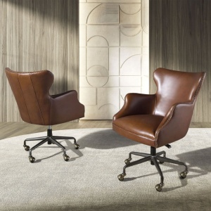 Scaun de birou pivotant design LUX, Piele Naturala, Dark brown - Img 10