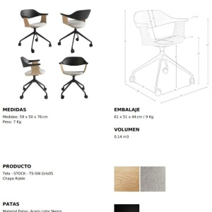 Scaun de birou pivotant design modern Gris-Negro - Img 6