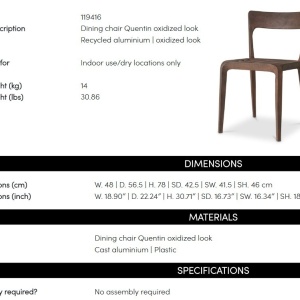 Scaun design LUX, Aluminiu Reciclat, Quentin - Img 3