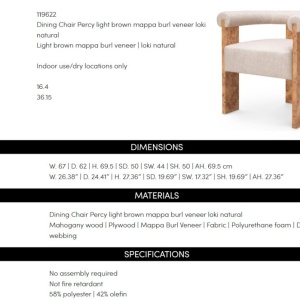 Scaun design LUX, Furnir Burl Mappa, Maro, Percy - Img 11