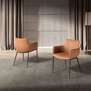 Scaun design LUX, Metal, Piele Sintetica Brown - Img 6