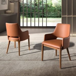 Scaun design LUX, Nuc, Piele sintetica, Brown - Img 6