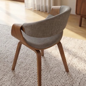 Scaun design scandinav, Lemn de frasin, textil gri texturat ORGANIC - Img 5
