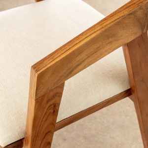 Scaun dining material textil gri deschis si lemn MAMMUT - Img 5