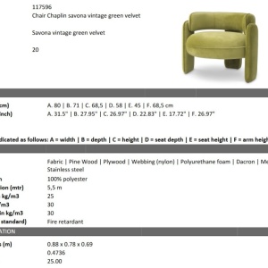 Scaun modern design LUX Chaplin, Savona vintage green - Img 2