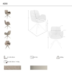Scaun modern pivotant Beige fabric - Img 10