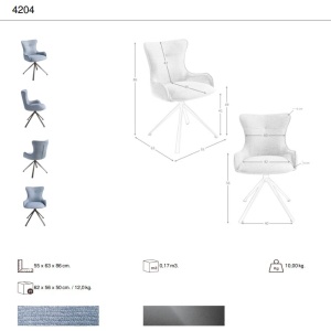 Scaun modern pivotant din material textil albastru - Img 10