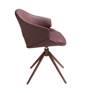 Scaun modern pivotant piele sintetica maro cupru - Img 5