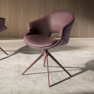Scaun modern pivotant piele sintetica maro cupru