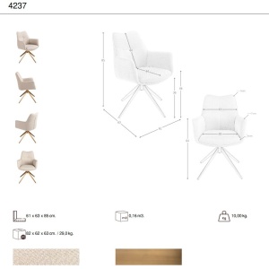 Scaun modern pivotant tesatura Crem - Img 10
