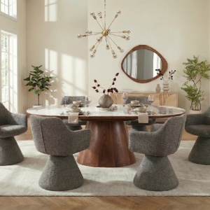 Scaun pivotant AMBIENTO tesatura Chenille maro - Img 3