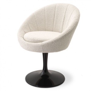 Scaun pivotant design elegant LUX O'Neill, boucle crem 114953 HZ